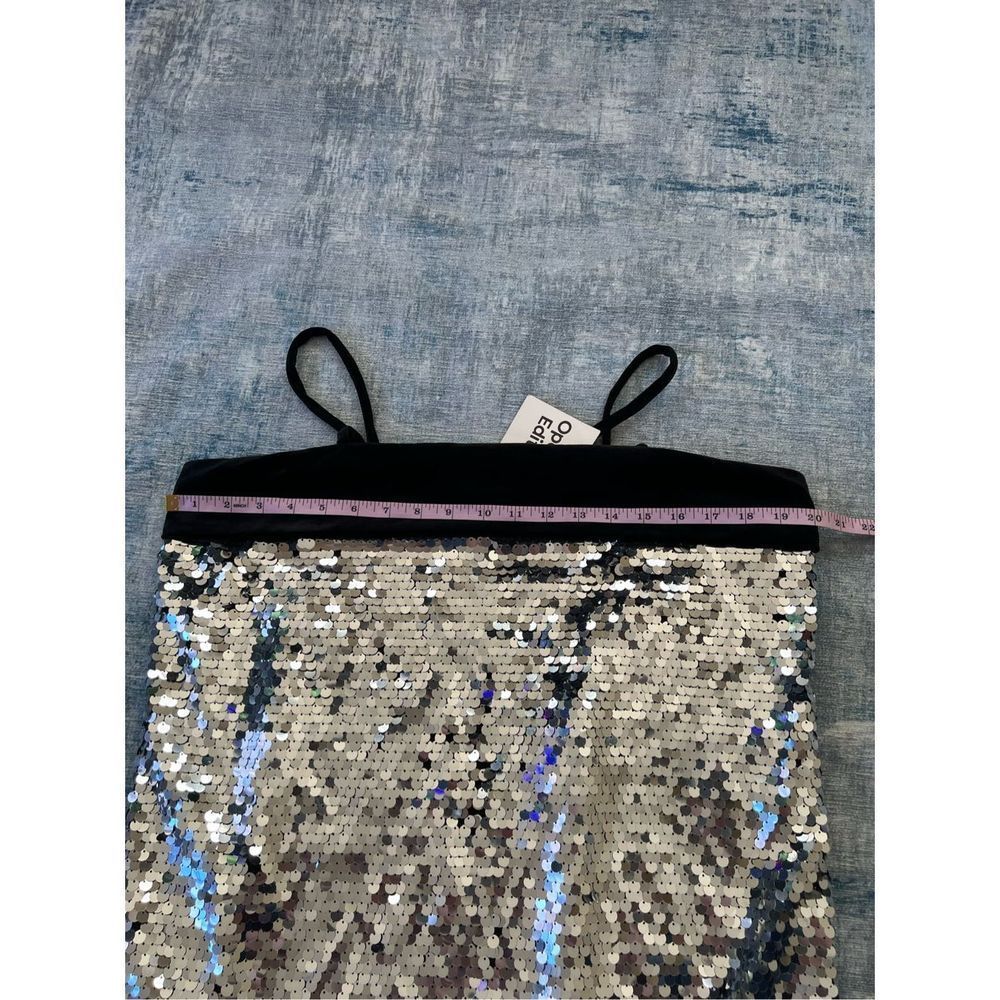 Nwt! Open Edit Silver Black Sequin Shift Dress W … - image 5